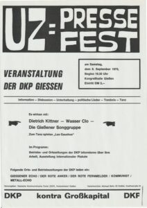 1973 - UZ Pressefest-Gießener Songgruppe mit Kabarettist Dietrich Kittner 