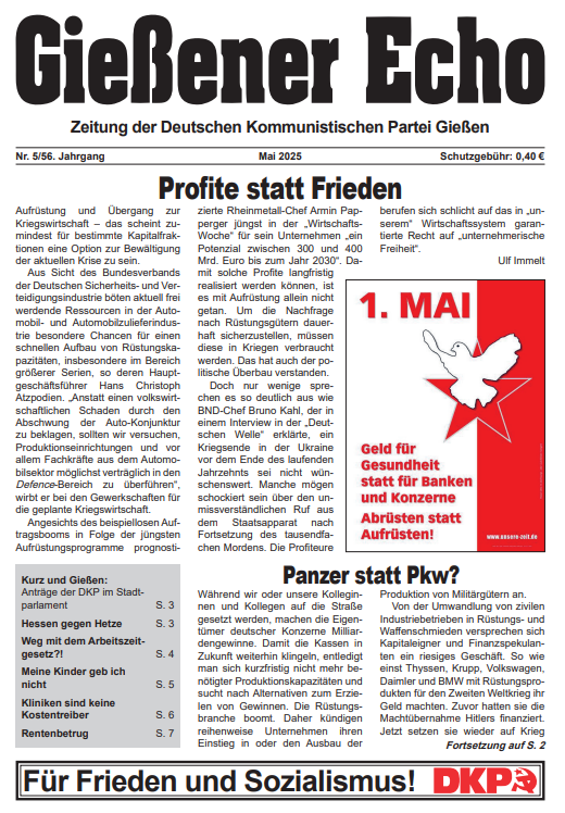 Gießener Echo - monatliche Zeitung der DKP Gießen