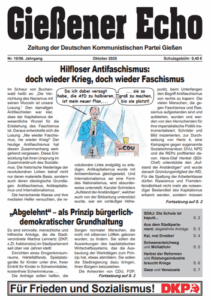 Gießener Echo, Oktober 2025, Zeitung der DKP in Gießen