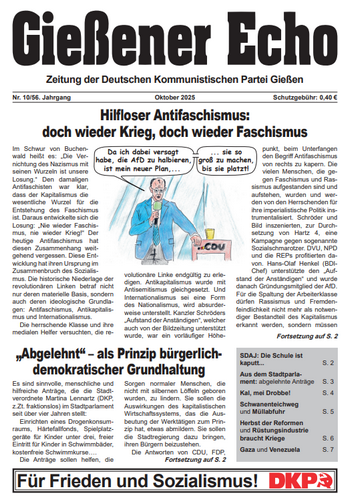 Gießener Echo, Oktober 2025, Zeitung der DKP in Gießen