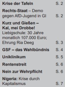 Gießener Echo Dezember 2025 - aus dem Inhalt
