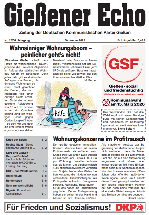 Gießener Echo - monatliche Zeitung der DKP in Gießen (.pdf)