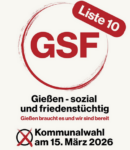 Logo GSF- Gießen sozial und friedenstüchtig - Kommunalwahl März 2026 - Liste 10