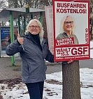 Martina Lennartz, Spitzenkandidatin des Wahlbündnisses GSF, sozial und friedenstüchtig