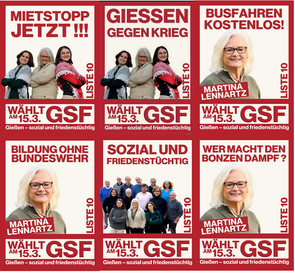 Gießen - sozial und friedenstüchtig - Plakatwand Kostengünstiger und nachhaltiger- Schaut euch unsere Plakate hier an