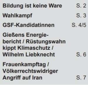 Gießener Echo März 2026 - Inhalt