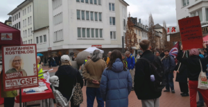 Gießener Kundgebung am Wahlkampf-Stand der GSF 14.3.2026 - Solidarität mit dem iranischen Volk