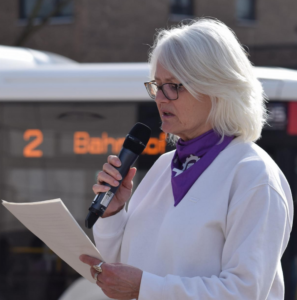 Martina Lennartz bei der Kundgebung und Demonstration zum Internationalen Frauentag in Gießen, 2026