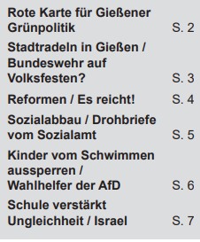 Inhaltsverzeichnis Gießener Echo