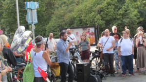 Kundgebung vor der Kongresshalle Gießen gegen den Bebauungsplan eines Rechenzentrums in der Weststadt - Chalid El Saeidi (Die Linke)